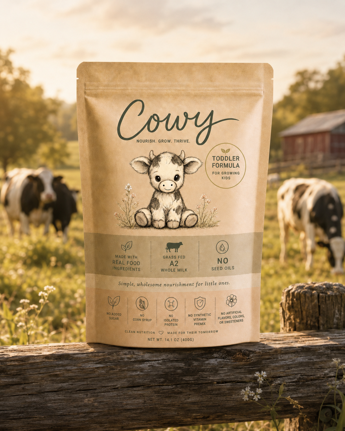 COWY milk pouch product shot